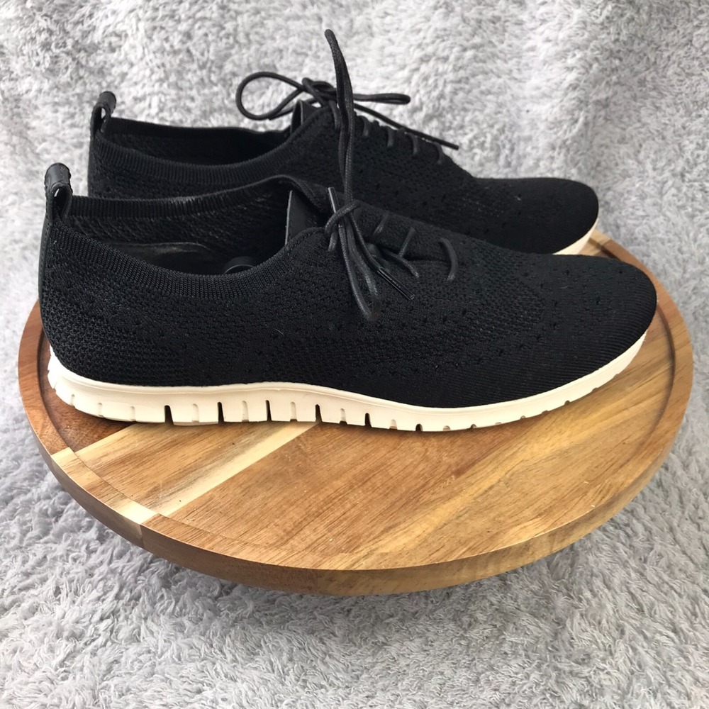 Cole Haan Zerogrand Stitchlite Wingtip Oxford Womens 10.5B Black Knit Dress Shoe